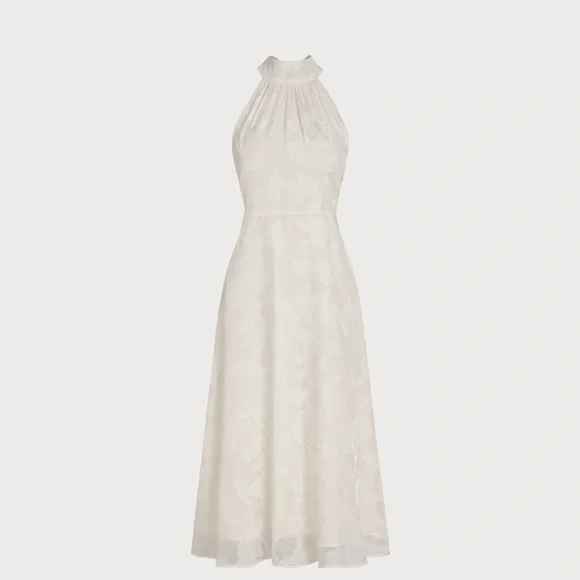 Rihoas Beige Halter Floral Midi Dresses - Picture 6 of 9